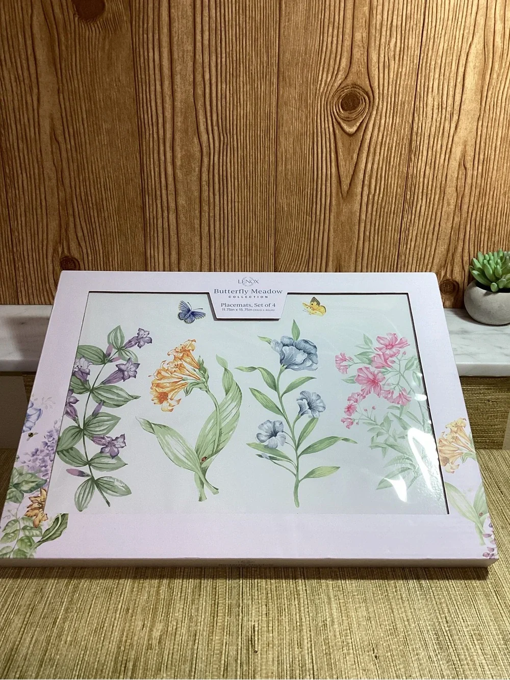 New Lenox Butterfly Meadow Floral Placemat Set - Pastel Pink & Multicolor